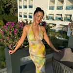 ZARA  mesh Vibrant Multicolor Halter maxi Dress evening party cocktail Photo 4