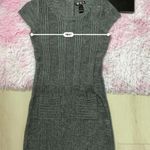 Gray Ribbed Knit Dress Short Sleeve Pockets Casual Comfy Everyday Size L Photo 2