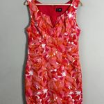 Adrianna Papell  Floral Print Sheath Knee Length Dress Women's 12 Pink Cocktail Photo 3