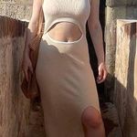 Amazon Sleeveless Cut out side slit ribbed knit bodycon tank midi dress Photo 2