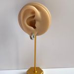 14mm Irregular Green Stripes Small Hoop Earrings for Men Women Silver Photo 6