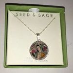 Sterling Silver Seed & Sage, Reversible Saint Necklace, Dried Flowers, , New! Photo 0