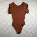 Everlane Orange Ribbed Short Sleeve Bodysuit Photo 3