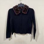 ZARA NWT FAUX FUR COLLAR CARDIGAN sweater size small cheetah print black wife Photo 2