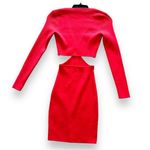 Bebe NWT  Coral Red Rosey Cut Out Mini Sweater Dress - Medium Photo 2