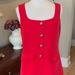 CICY Bell Red Dressy Vest Big Gold Buttons Flap Pockets New Photo 0