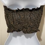 American Eagle Cropped Strapless Elastic Floral Top Black Tan Size Small Photo 4