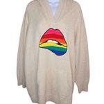 Torrid Raglan Hoodie Sweater - Pullover Rainbow Lips Oatmeal 3 3x Photo 1