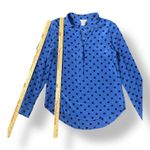 Joe Fresh  Blue‎ Polka Dot Silk Blouse Top Size M Business Casual Preppy Photo 3