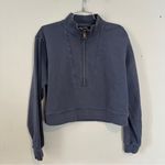 Intermix Bobby Cotton Half-Zip Sweatshirt Blue Photo 1