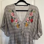 Cost Plus World Market Grey Floral Embroidered Maxi Dress Photo 2