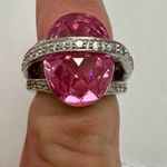 Pink CZ Cocktail Ring 925 Sterling Silver Photo 2