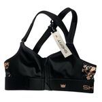 Shefit Flex Zipper Front Velcro Adjustable Metallic Splatter Sports Bra NEW Black Size XS Photo 3