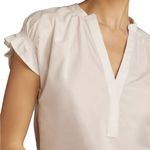 Anthropologie PILCRO  The Tatum Flutter Sleeve Henley Blouse White Poplin NWT Photo 3