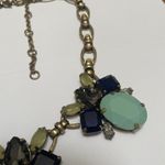 J.Crew Women’s Signed  Brass Tone / Rhinestone Costume Necklace Blue Grey ￼Green Photo 2
