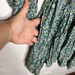 Gap ditsy green floral mini dress v-neck smocked waist long sleeve womens medium Photo 6