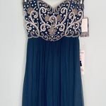 Sean Collection navy beaded strapless formal prom homecoming dress! Size 0! Photo 2