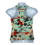 Zelos  Tropical Floral Racerback Workout Tank Green Orange Size Medium Photo 3