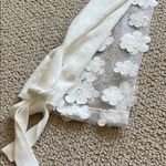 French Connection  Cream V-Neck Blouse with Lace Sleeves Photo 11