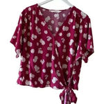 Lush Clothing Lush Ranya Faux Unlined Floral Burgundy Berry Cream White Wrap Cropped XXL #1896 Photo 0