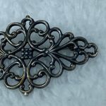 Dark Antique Silver Color Filagree Metal Jewelry Pin Brooch Diamond Shape Photo 4