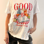 Old Navy  White Reading Graphic T-Shirt with Red Print Photo 0