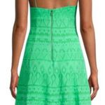 Alice + Olivia ALICE‎ + OLIVIA Roe Tie-Front Flare Dress Green Keyhole Mini Geometric Silk Sm 4 Photo 1