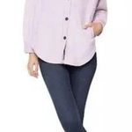 ✨BLACK TAPE Fuzzy Elbow Patch Shacket Shirt Sz Medium Jacket Soft Lilac✨ Purple Photo 4