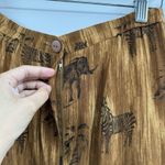 Vintage Animal Print Maxi Skirt Womens 10 Brown Faux Wrap Elephant Zebra Boho Photo 5
