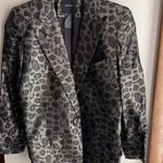 SMYTHE Film Fest Sharp Shoulder Blazer Metallic Leopard Gray Size 2 Photo 5