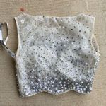 Pearl Rhinestone Lace Bustier Corset Crop Bodice Top, Size 0 White Photo 1