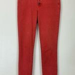 Madewell  9” High Rise Skinny Cropped Button Fly Red Jeans Stretch Size 28T Photo 0
