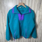 Columbia Vintage 90s Fleece Teal Purple Bomber Full Zip Jacket Womens Large Photo 1