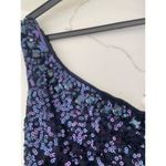 Navy one shoulder beaded blouses Blue Size XS Photo 2