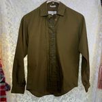 Vintage Olive Green Women's collared button down shirt small sz 4 embroidered Photo 0