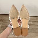 Boutique White Pearl Beaded Sling Back Satin Pointed Toe Heel Flat Size 7 Photo 8