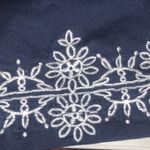 Karen Scott  navy white embroidered skirt 8 Photo 5