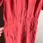 Talbots Linen Blend Shirt-Dress With Pockets Short Sleeve Red Rustic M-L Photo 7