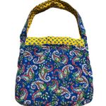Handmade  Quilted Paisley Yellow/Blue Shoulder Purse Photo 1