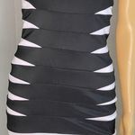 Jovani Black and White Striped Sleeveless Bandage Dress Size 4 Photo 6