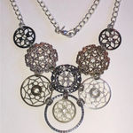 Premier Designs  Elegant Silver Tone and Dark Metal CZ Statement Necklace Photo 0