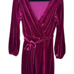 Nine West  Burgundy Velvet Wrap Dress Long Sleeve Plus Size 0X (14W-16W). Magenta Photo 0