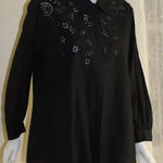 Soft Surroundings  XS Elegant Cotton Eyelet B-Down Black Shirt in Cotton Blend Photo 0
