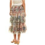 Beulah Style Floral Mesh Tiered Ruffle Skirt L NWT Romantic Cottagecore Photo 1