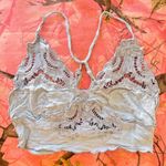 Free People intimately blue lace cut out open back halter crop top Photo 0