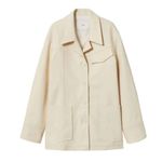 Mango NWT MNG Oversized cotton jacket ECRU LARGE Photo 9