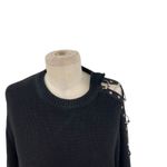 Furst of a Kind Sweater Knit Open Sleeve Grommet Ring Detail Black Size Medium Photo 1