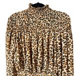 Frame  Smocked Cheetah Blouse in Camel Multi Photo 5