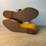 Lucky Brand Silver Leather Wedge Sandals 8W Open Toe Cutout Slide Heels Summer Photo 6