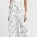 EXPRESS White With Black Swiss Polka Dot Wrap Front Maxi Dress Size L Photo 0